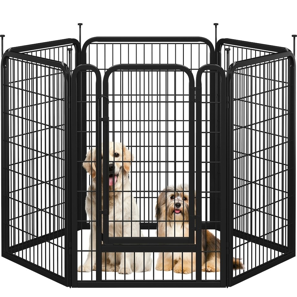 image 1 of Yaheetech 6 Metal Dog Playpen Panels, 68 × 100 cm Black