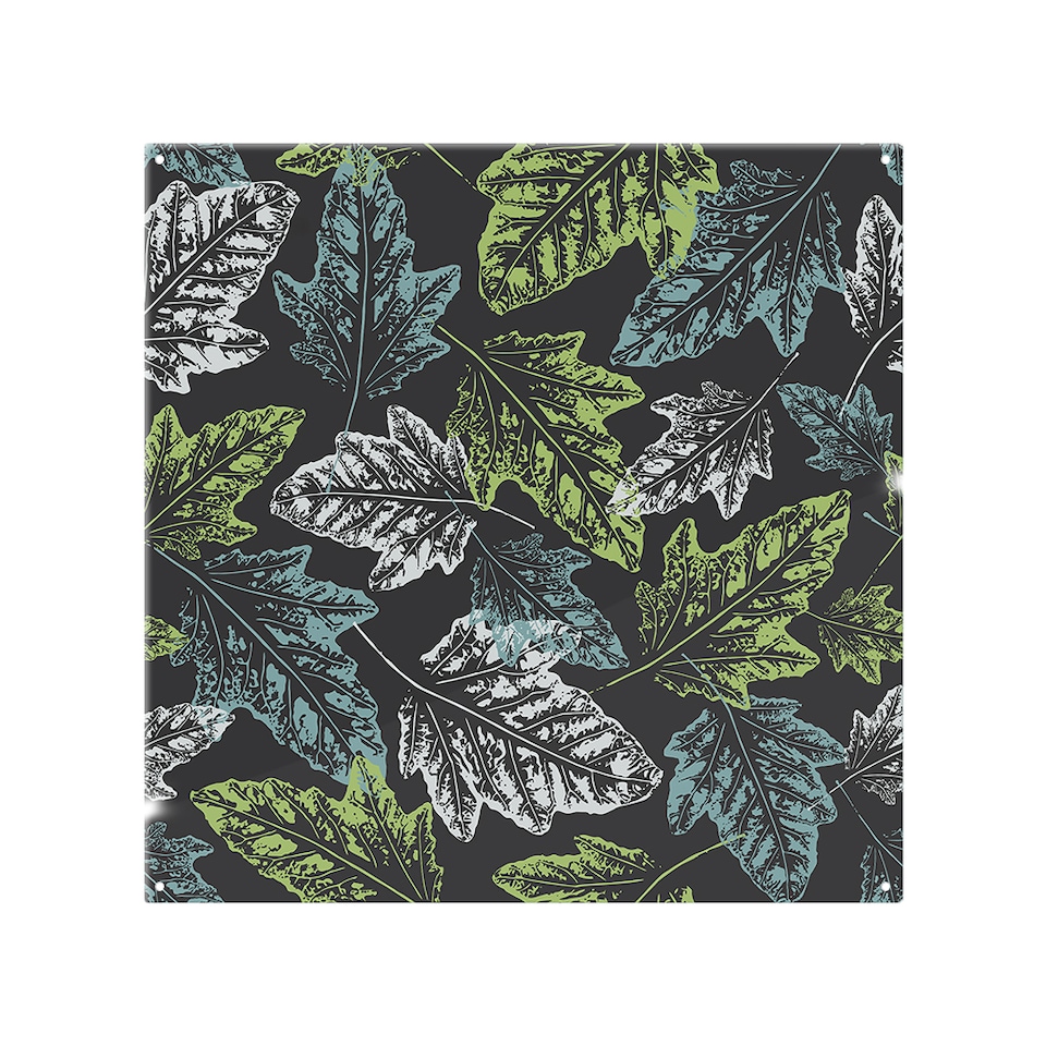 image 1 of Leaf Print On Dark Splash Back | White