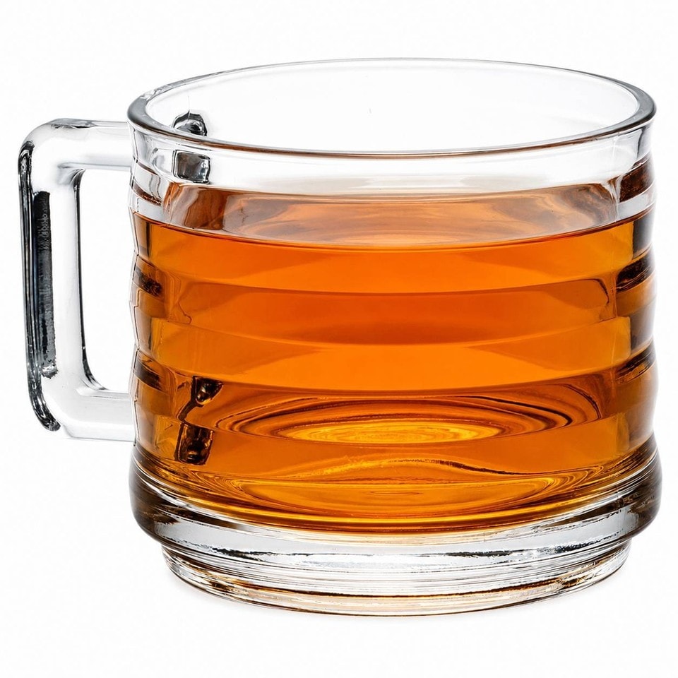 image 1 of 250ml Mugs Modern Clear Glass Tea Coffee Cups Hot Drinks Latte Glasses Set of 12