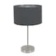 image 1 of ValueLights Charlie Brushed Chrome Table Lamp Charcoal & Chrome Shade & Bulb | Grey