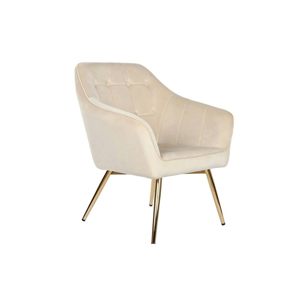 image 1 of Armchair DKD Home Decor Cream Golden Metal 74 x 74 x 90 cm Cream