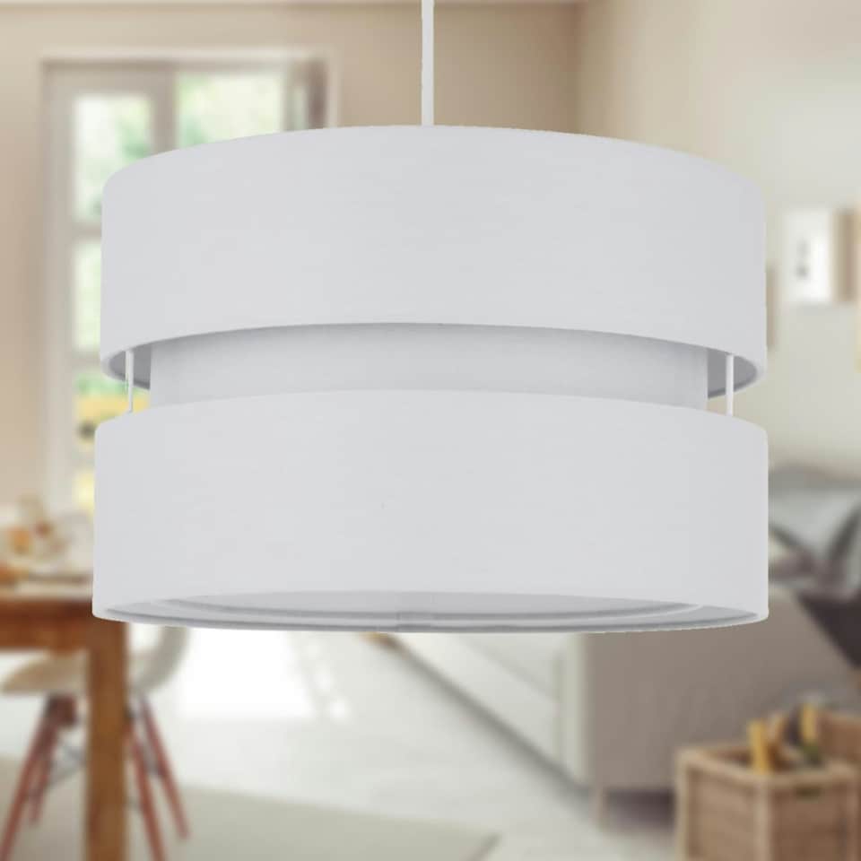 image 1 of Light Grey Layered Easy Fit Drum Light Shade Grey