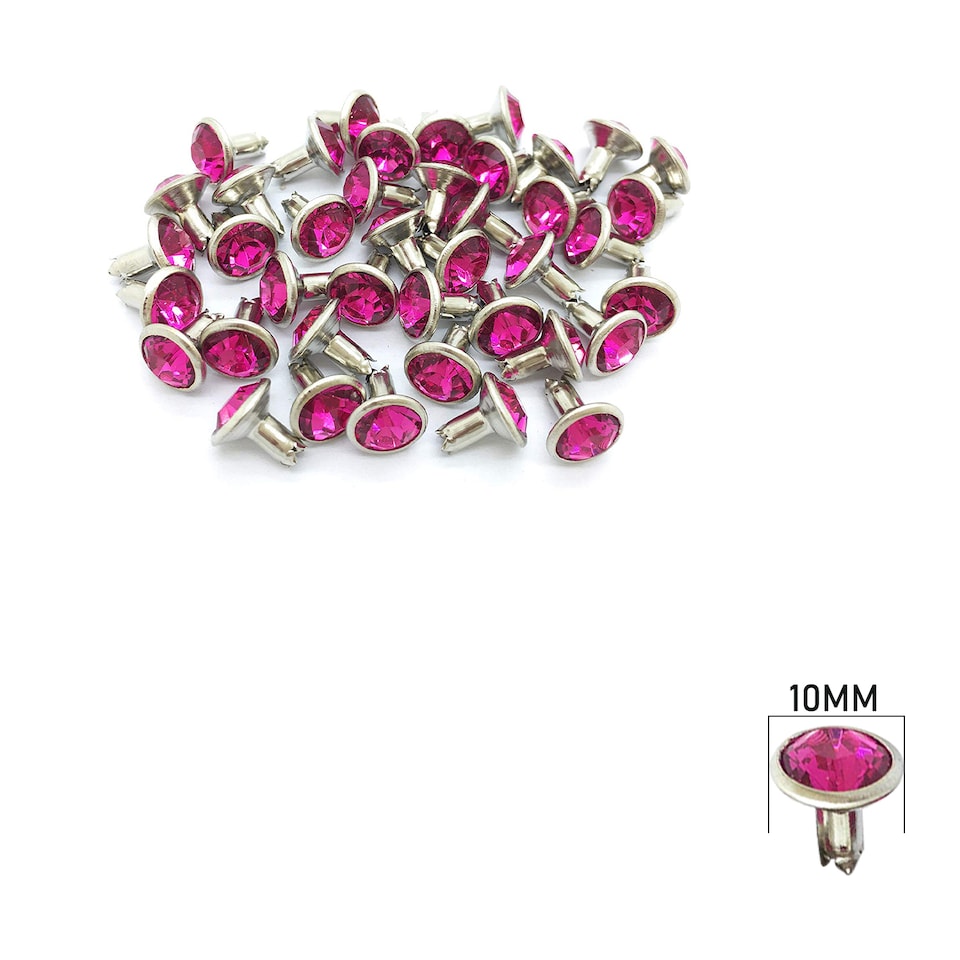 image 1 of 10mm Diamante Acrylic Rhinestone Studs with Pins - Pack of 10