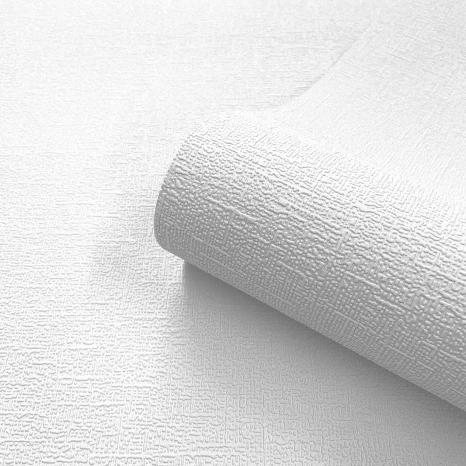 image 1 of Belgravia Paintable Vinyl Textured Wallpaper - White - 10m x 53cm White