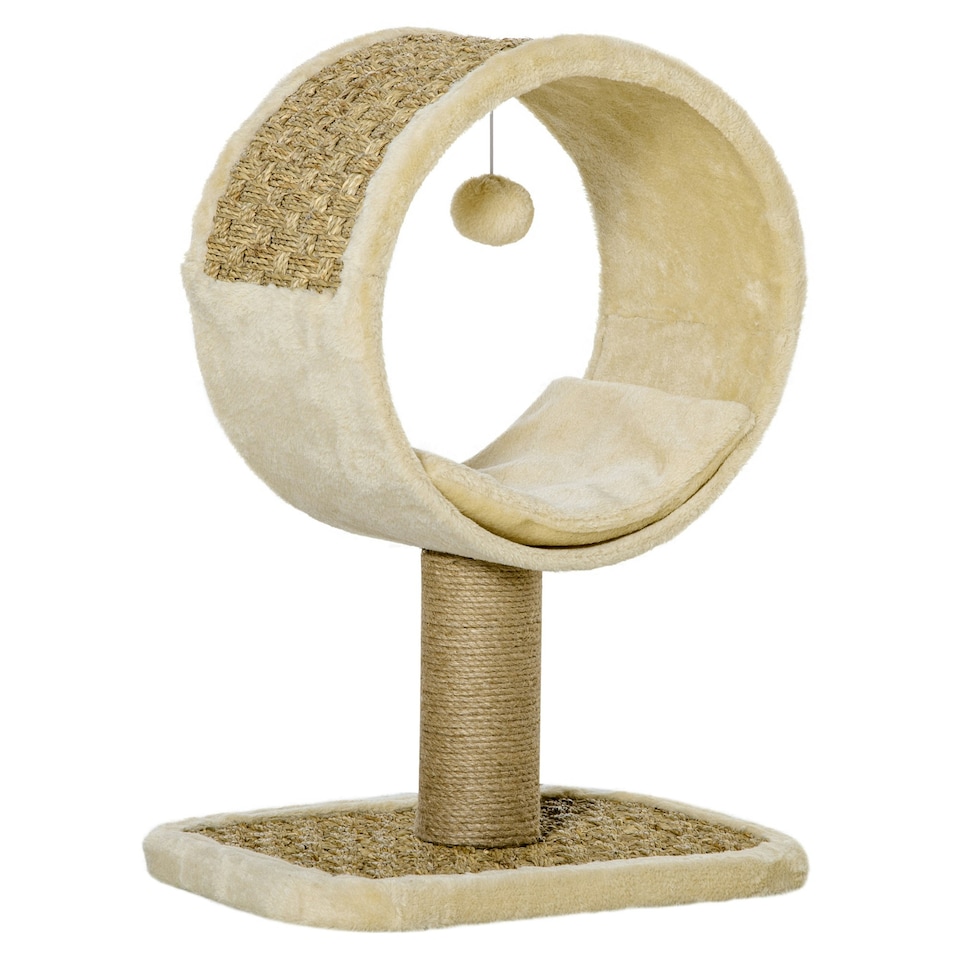 image 1 of PawHut 56cm Cat Tree for Small Cat with Scratching Post Tunnel Cushion Beige