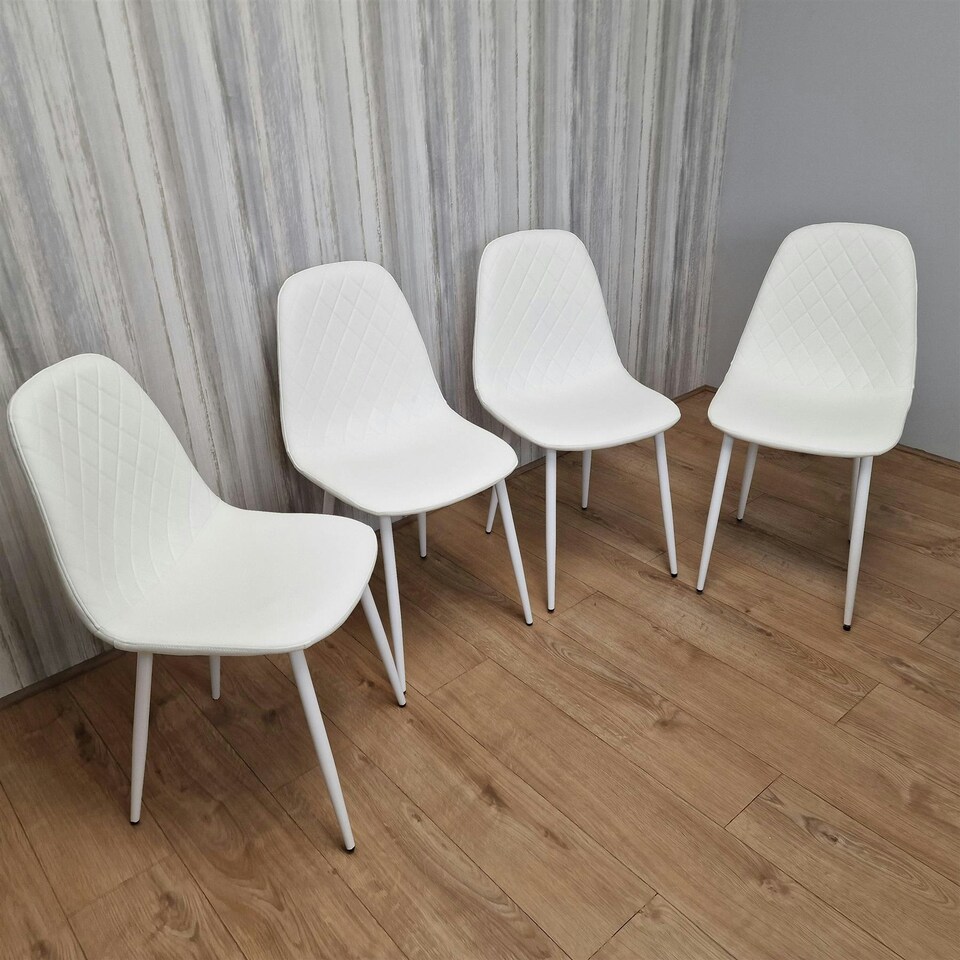 image 1 of Dining Chairs Set of 4 White Leather Kitchen Chairs White