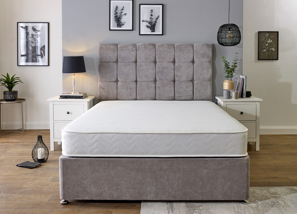 image 1 of Budget Memory Sprung Mattress - Quilted Cooltouch Straight Line Top Panel | White | Small Double
