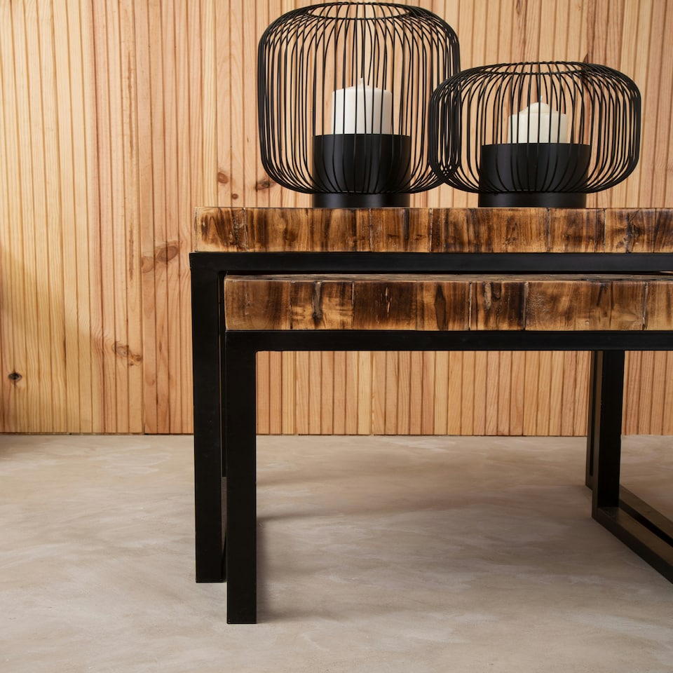 image 1 of Interiors by Premier Set of 3 Nested Wooden Tables, Wood Oval Tops with Sculptural Gold‑Finish Metal Legs, Occasional Tables Brown