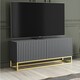 image 9 of TV Unit 100cm Grey Matt Fluted Fronts with Gold Metal Base Grey
