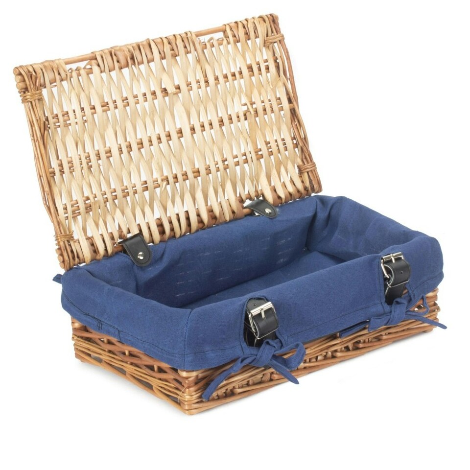image 1 of 34cm Packaging Wicker Picnic Basket with Lining Blue | Blue | One Size