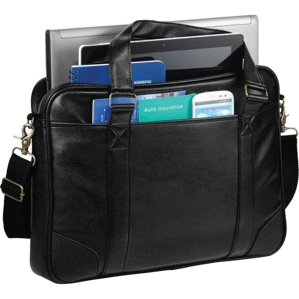 image 1 of Avenue Oxford 15.6in Laptop Slim Briefcase - Solid Black - 39 x 5 x 30cm Black