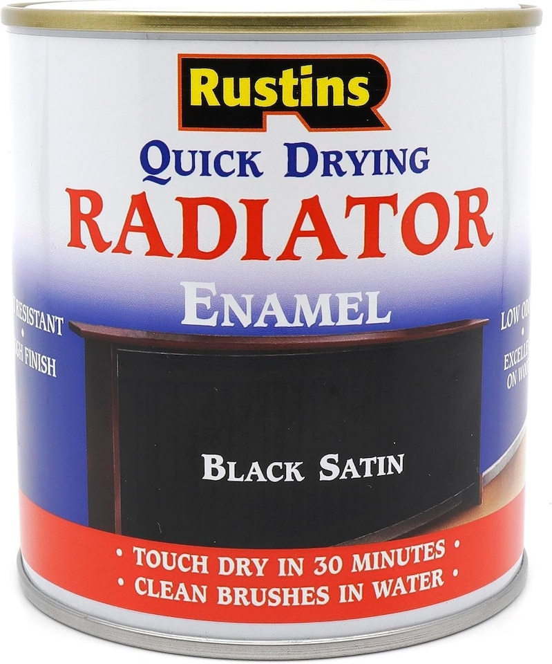 image 1 of Rustins Quick Drying Radiator Enamel Satin - Black 500ml | Black | 500ml | 1