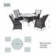 image 7 of Direct Wicker Outdoor 5 Piece Rattan Dining Table Chairs Set, Aluminum Round Table with Tempered Glass, 4 Armchairs | Grey