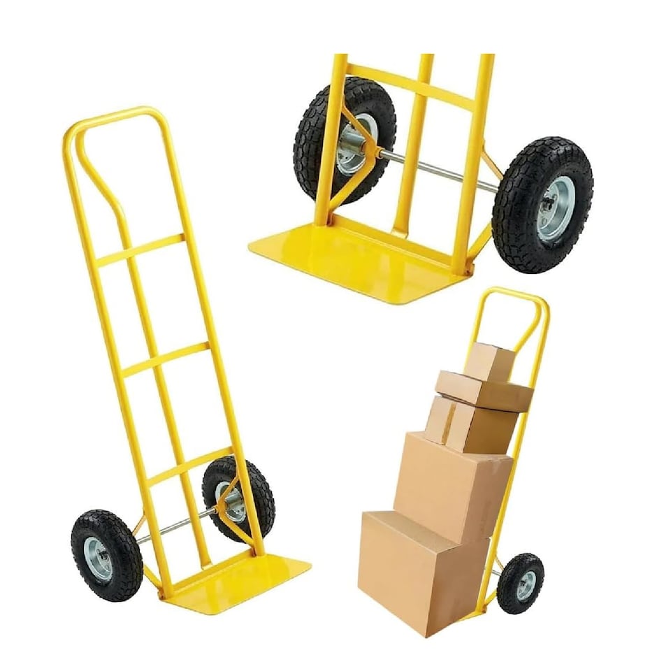image 1 of 600lb Heavy Duty Sack Truck Industrial Hand Trolley With Pneumatic Tyre Wheels Lifitng Pulling Cart