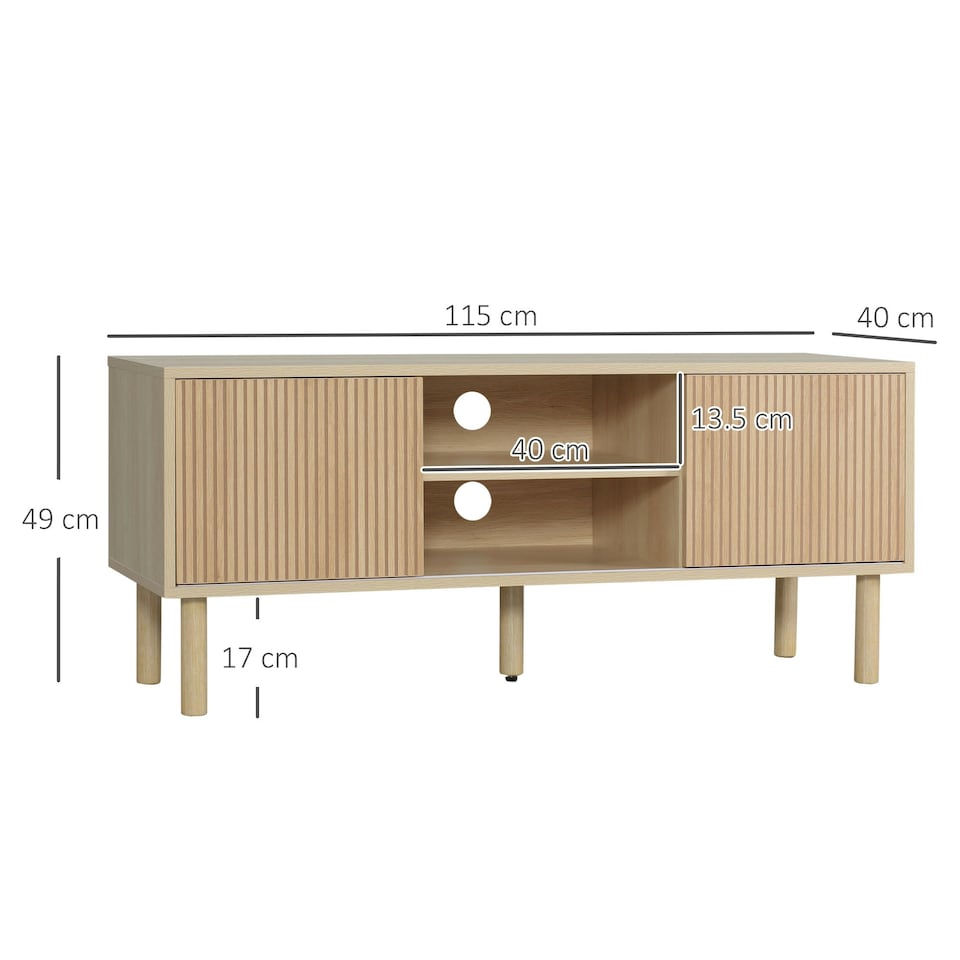 image 1 of HOMCOM TV Stand Cabinet for TVs up to 50" with Sliding Doors, Natural