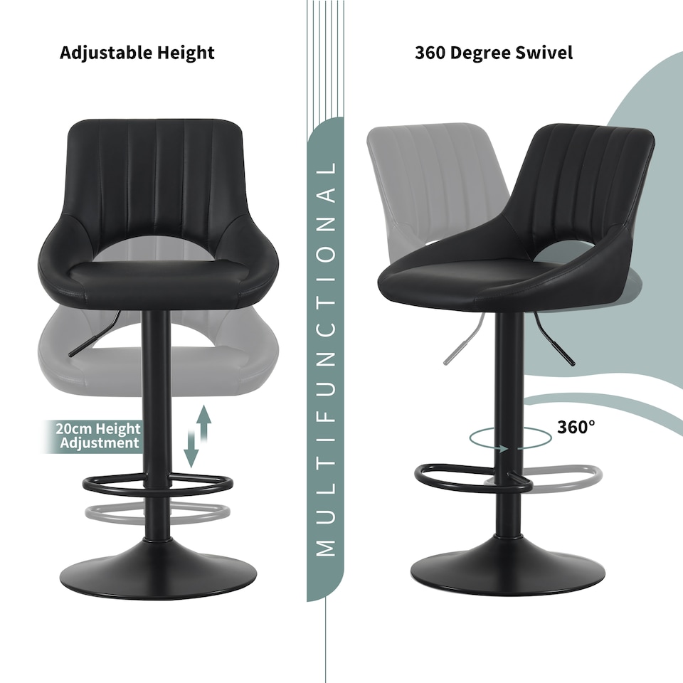 image 1 of MCC Direct Set of 2 Height Adjustable Bar Stool Kitchen Breakfast Chairs Stacey