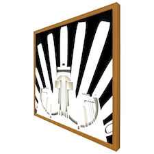 Art deco skyscraper in black & white (Picture Frame) Brown | Oak | XS