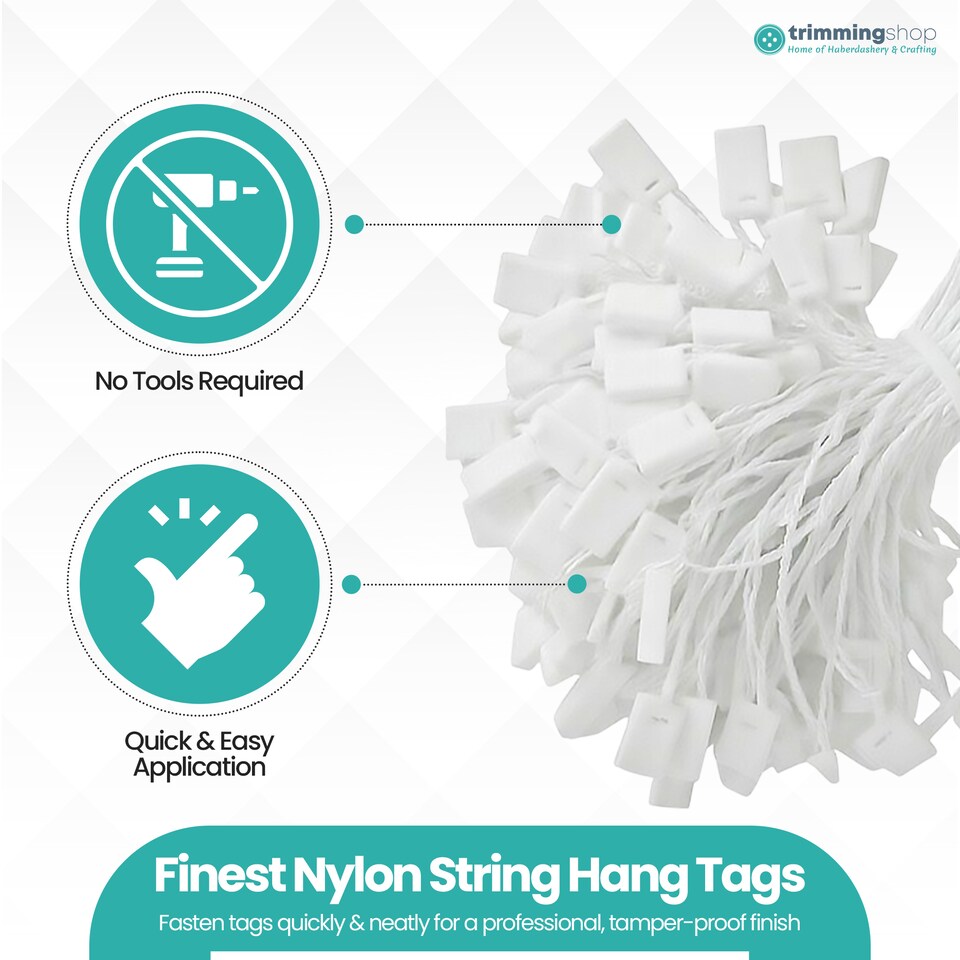image 1 of 7 Inch Plastic String Tags, Nylon Label Snap Lock - 100pcs