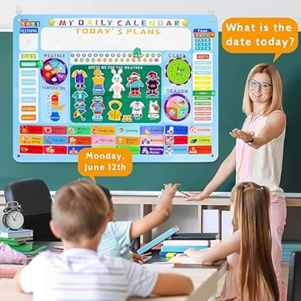 image 1 of Hang-Up Educational Busy Board for Kids – Learn Numbers, Days & More - Gift Toy for Toddlers