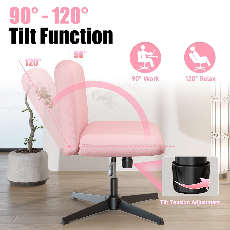 image 1 of Rattantree Ergonomic Cross Legged Office Chair Armless Velvet Desk Chair