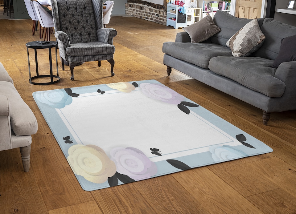 image 1 of Pastel Colour Flowers Rug | Multi