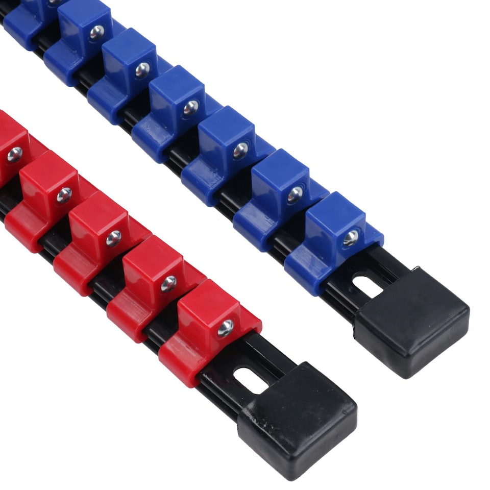 image 1 of Socket Storage Rails Plastic Holder Organiser Rails 1/4in 3/8in + 1/2in 6pc Set