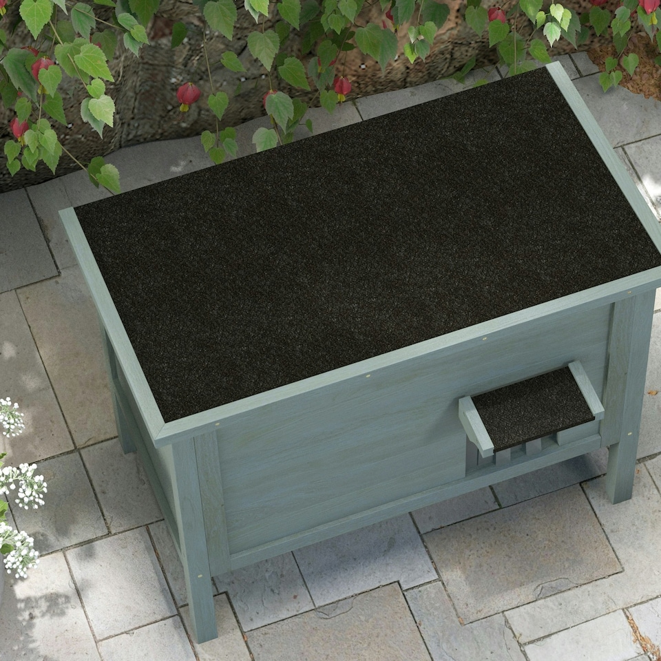 image 1 of PawHut Outdoor Feral Cat House Insulated w/ Openable Roof - Charcoal Grey