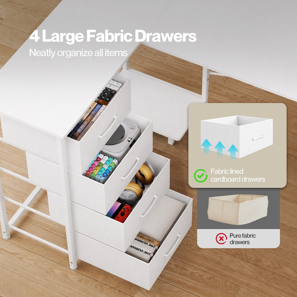 image 1 of Levede Reversible L-shaped Corner Desk 4 Drawers for Office or Gaming