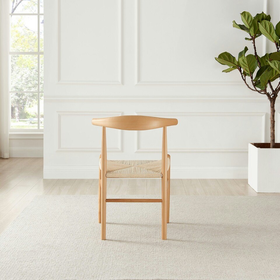 image 1 of Furniturebox Lugar 2x Solid Beech Wooden Rope Dining Chairs