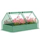 image 1 of Outsunny Raised Garden Bed Planter Box with Greenhouse, Green and Dark Grey