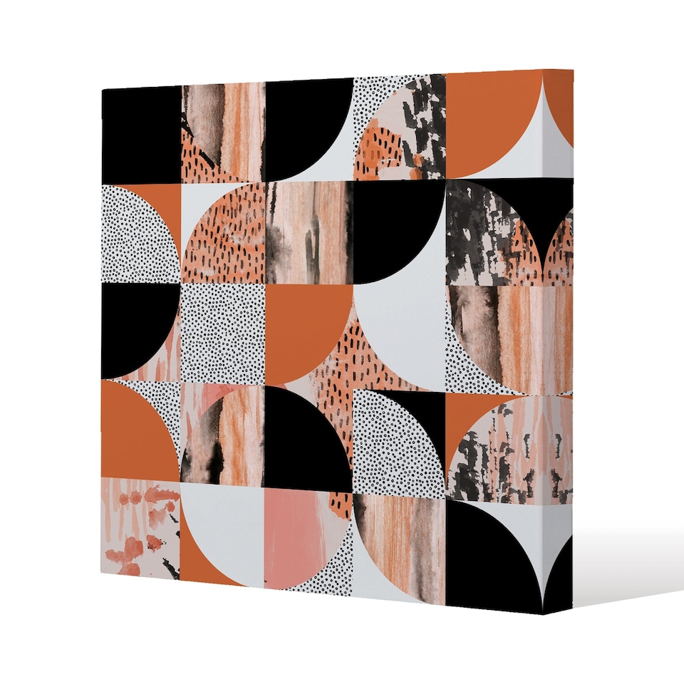 Geometric Circles in Autumn Colours (Canvas Print) / 77 x 77 x 4cm | Multi
