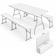 image 1 of Outsunny 3 Piece Folding Picnic Table and Bench Set with Handles, White