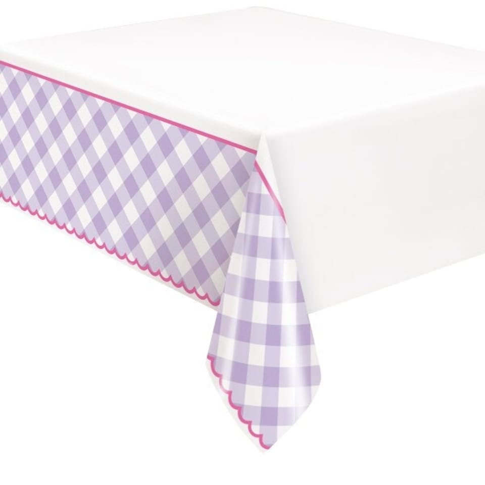 image 1 of 54" x 84" Pastel Gingham Rectangular Plastic Table Cover