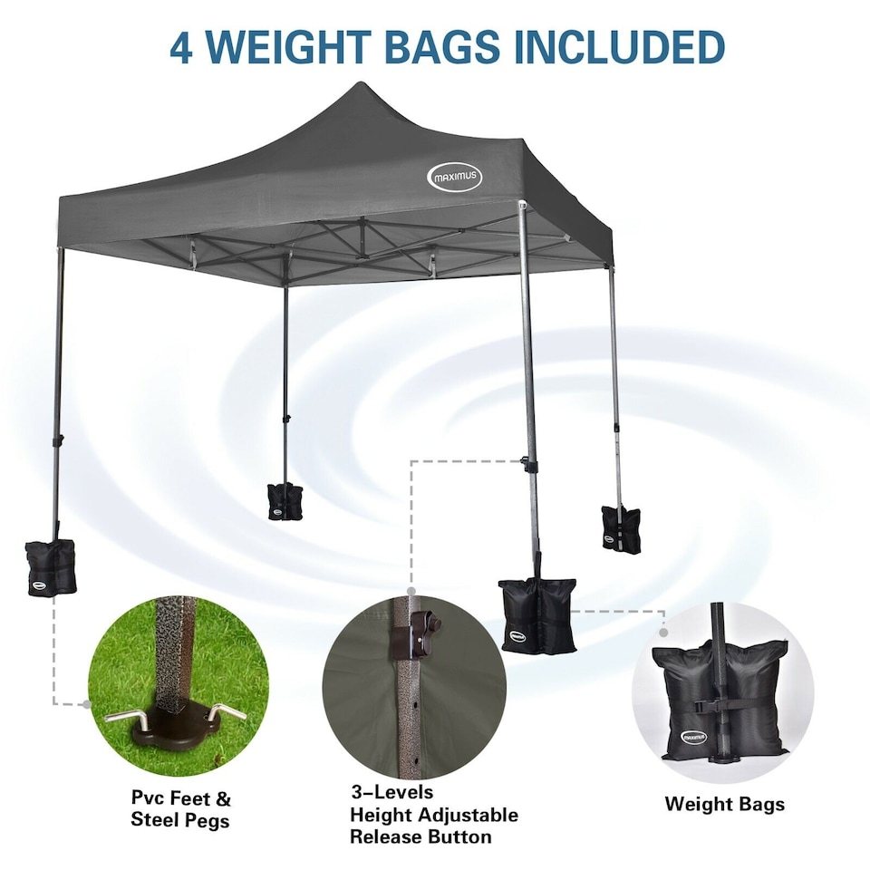 image 1 of Maximus 3x3m Heavy Duty Pop up Gazebo Marquee Outdoor Patio Canopy Tent