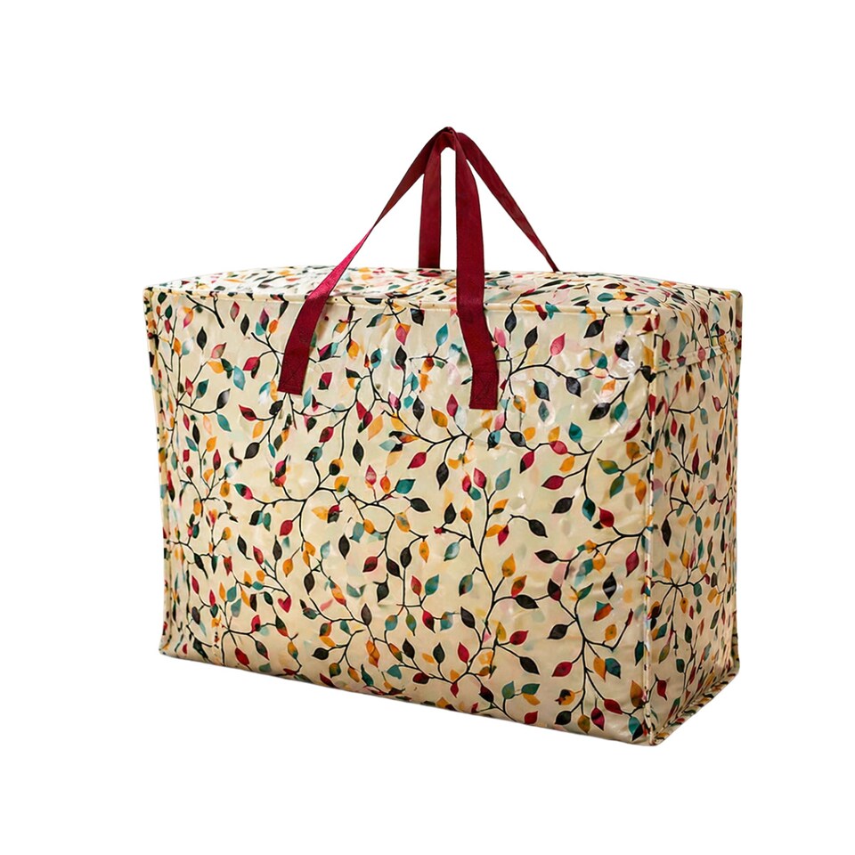 image 1 of Extra Large Jumbo Reusable Laundry/Shopping/Storage Bag with Zip Leaves