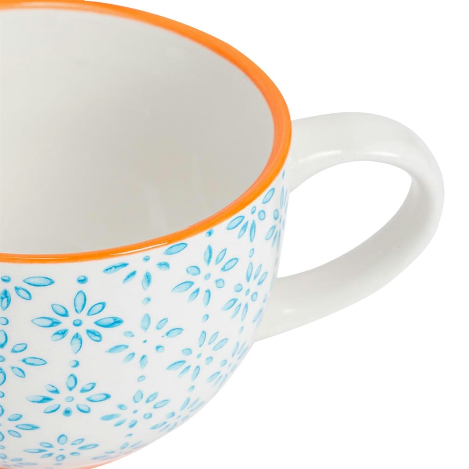 image 1 of Nicola Spring Hand-Printed Cappuccino Cups - 250ml - 3 Colours - Pack of 6