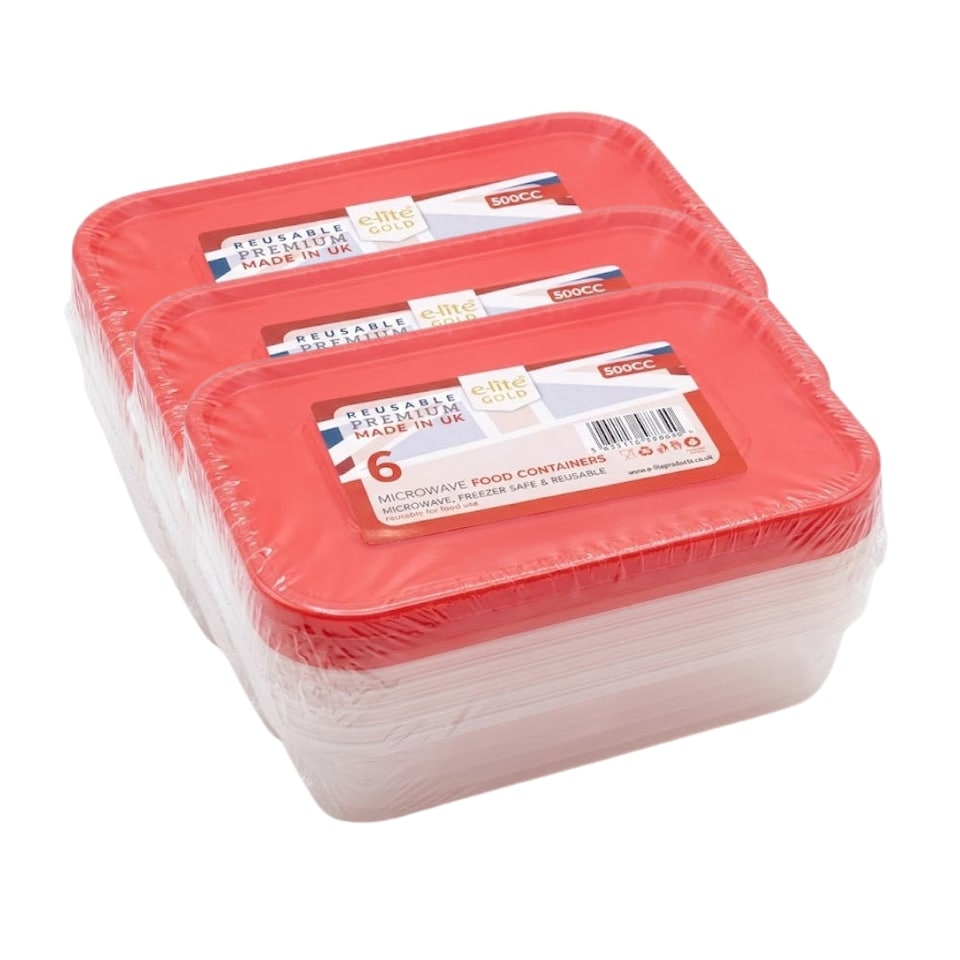 image 1 of Elite 500cc Micro Container & Coloured Lids 6pk - Pack of 1