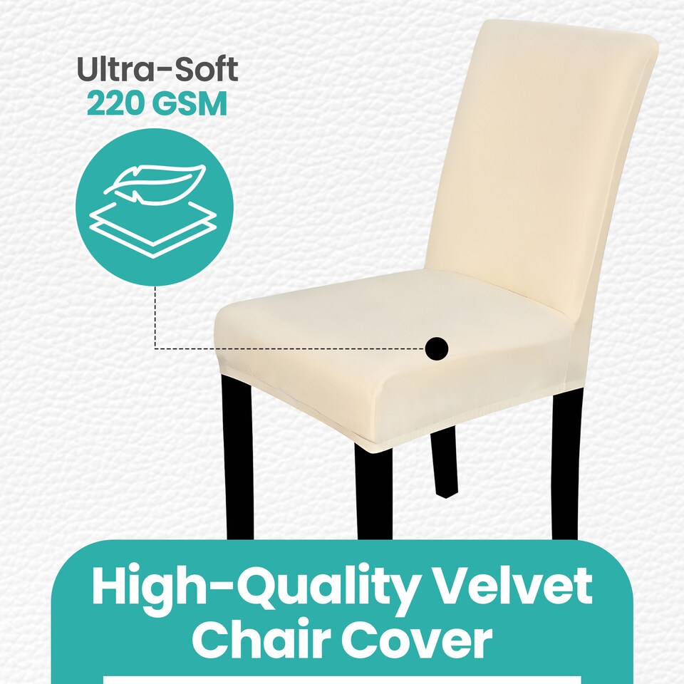 image 1 of Velvet Dining Chair Covers, Spandex High-Back Chair Slipcovers - 220GSM