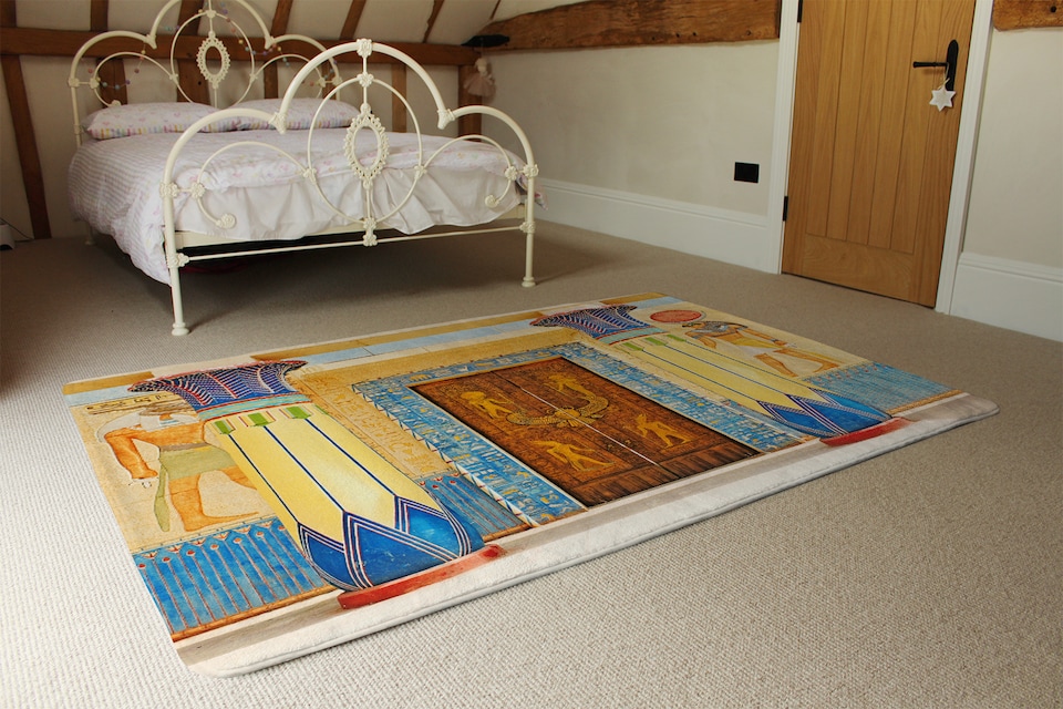 image 1 of Ancient Egyptian Writing Designer Rug | Multi