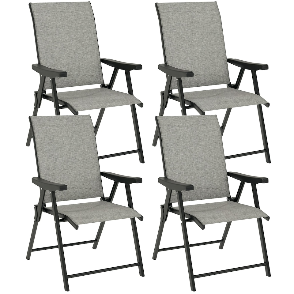 image 1 of Outsunny Folding Garden Dining Chairs Set of 2/4 with Mesh Seat Black | 2 pcs