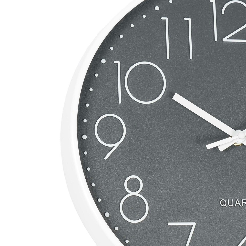 image 1 of OHS Small Round Modern Home Office Decor Analogue Wall Clock, 29cm - Grey
