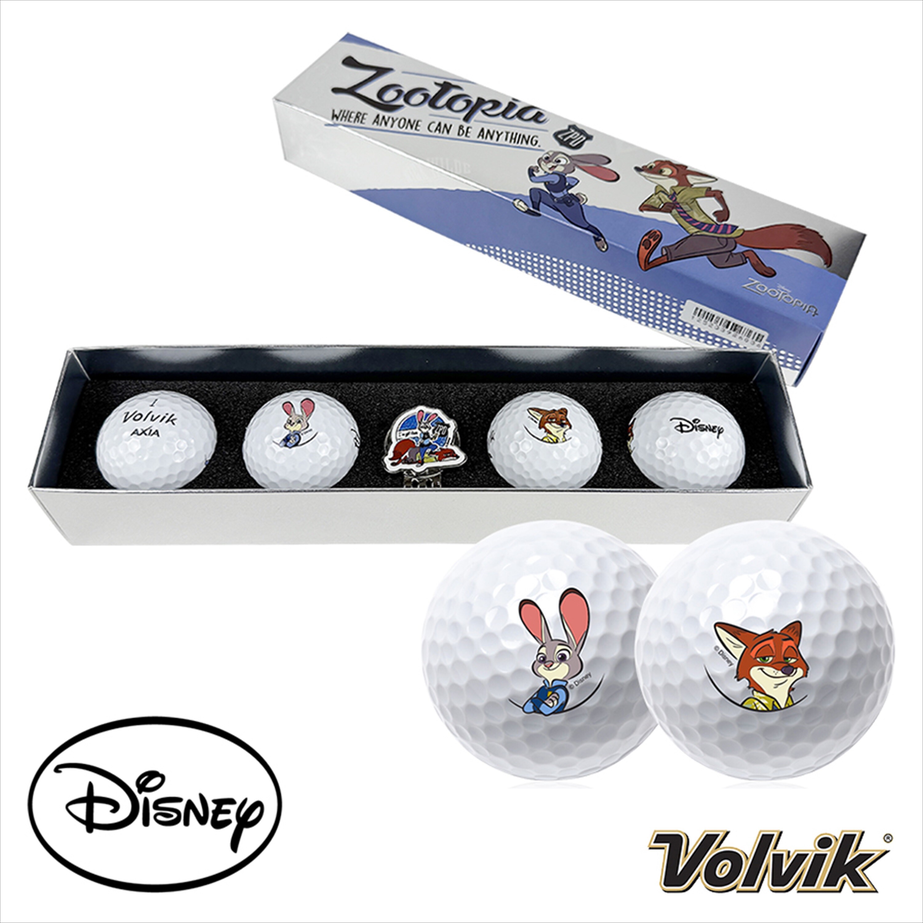 Volvik Zootopia AXIA White 4 Balls + Marker