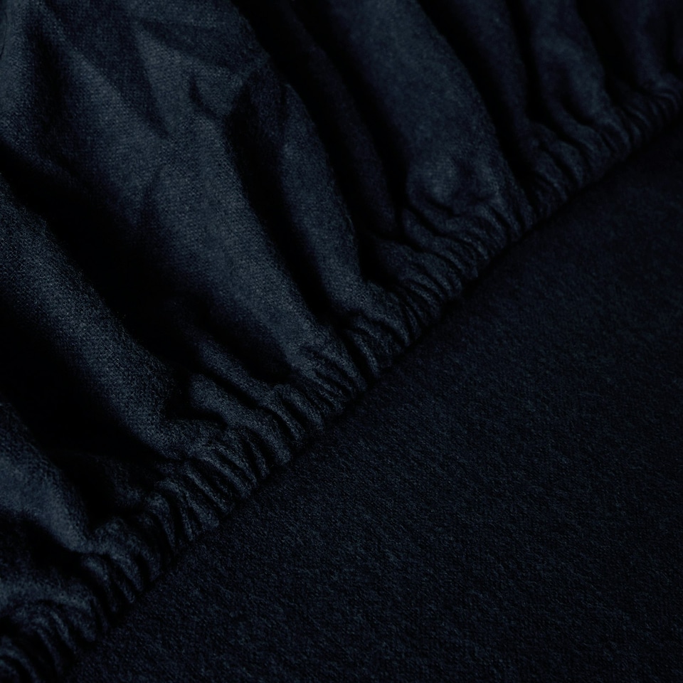 image 1 of OHS 100% Brushed Cotton Soft Cosy Warm Fleece 25cm Deep Elasticated Fitted Sheet | Blue | Navy | Double