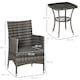 image 5 of Outsunny 3 Pieces Rattan Bistro Set, Wicker Garden Furniture Set with 2 Tier Coffee Table and Chairs, Washable Cushions, for Outdoor Patio Balcony, Mixed Grey