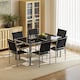 image 7 of Outsunny 7 Piece Garden Dining Set, Outdoor Table and 6 Stackable Chairs, Steel Frame, Tempered Glass Top Table, Mesh Seats, Black
