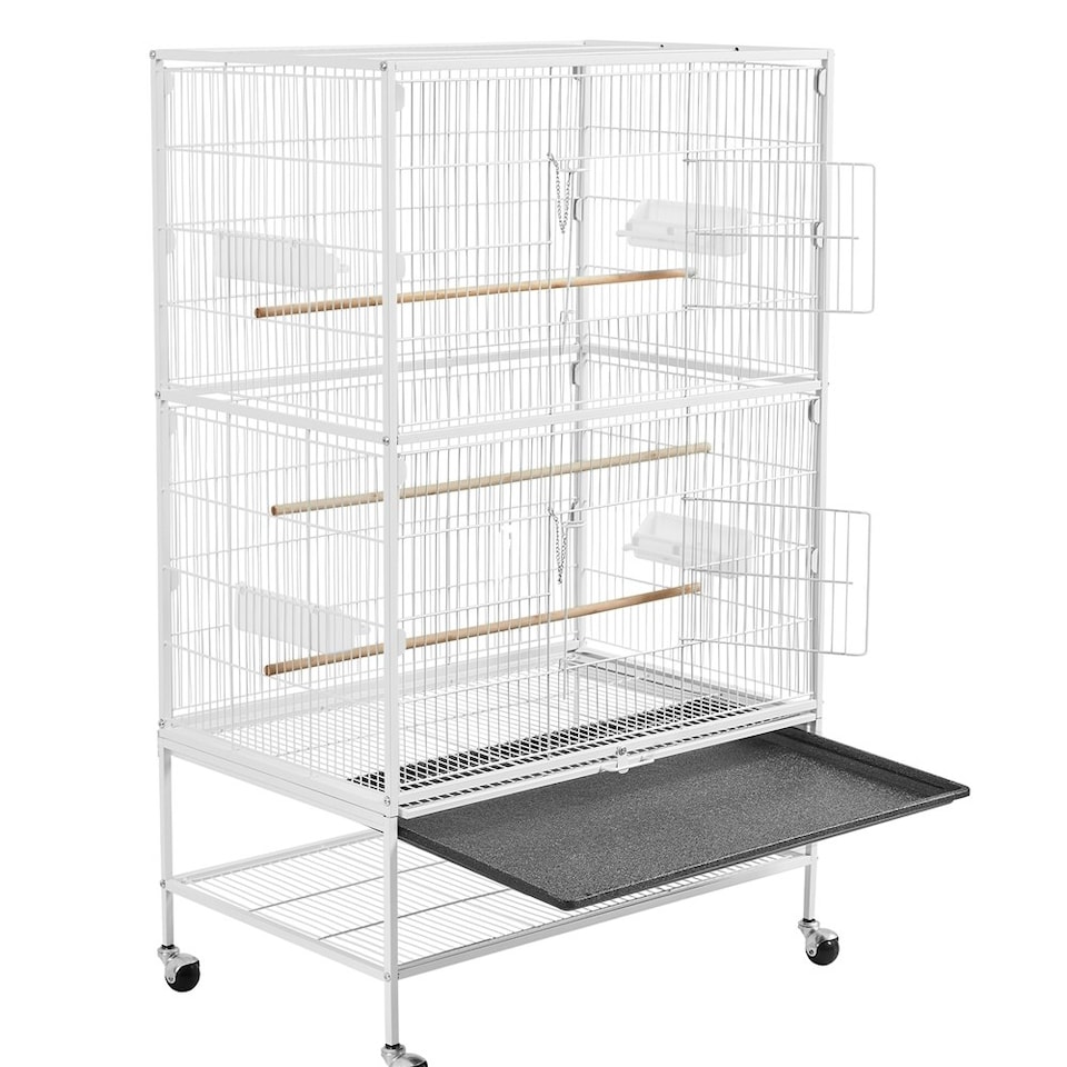 image 1 of Yaheetech 132 cm Tall Large Parrot Cage Rolling Metal Bird Cage White