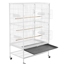 Yaheetech 132 cm Tall Large Parrot Cage Rolling Metal Bird Cage White