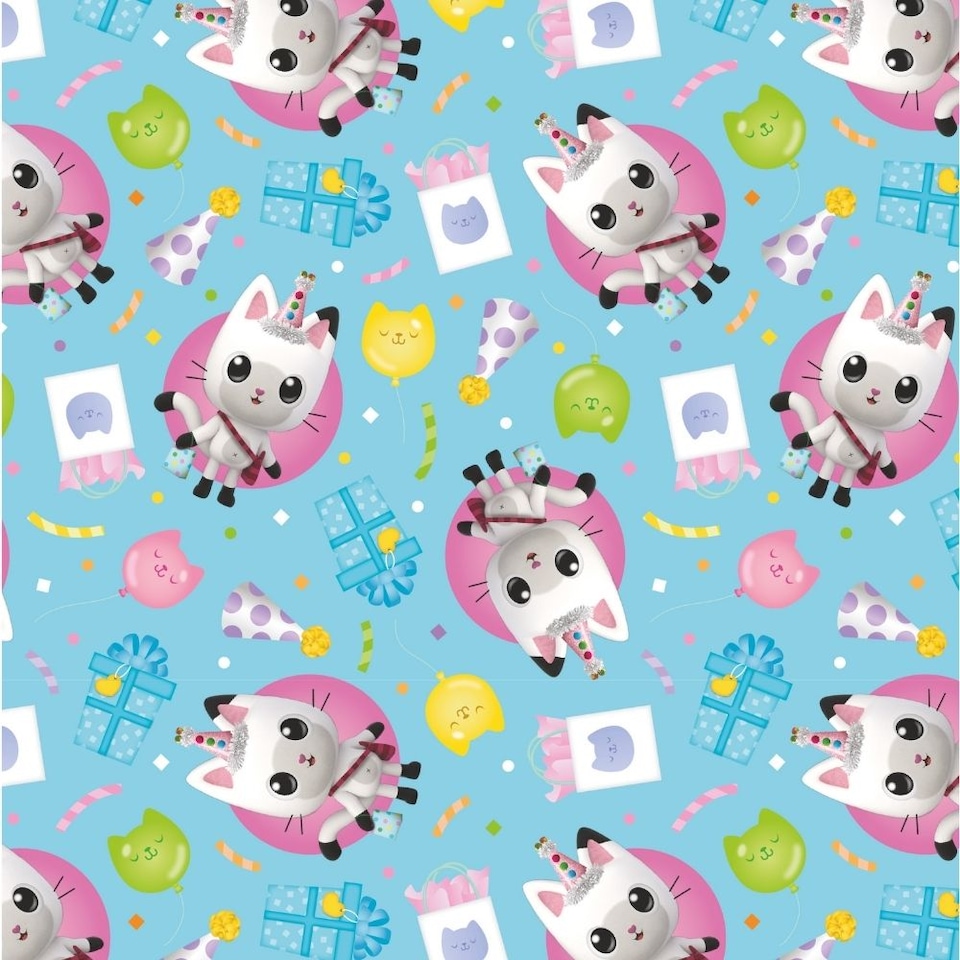 image 1 of Gabby's Dollhouse 3m Roll Wrapping Paper | Blue