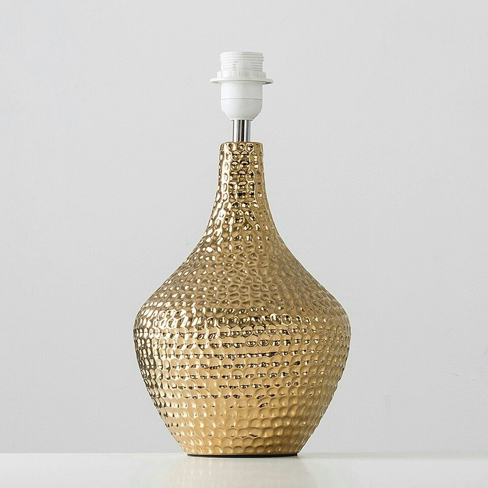 image 1 of ValueLights Modern Metallic Gold Indent Textured Ceramic Table Lamp Base