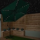 image 9 of Samuel Alexander 3m Solar Powered Cantilever Lit Banana Garden Parasol with Crank Handle & White LED Lights in Green